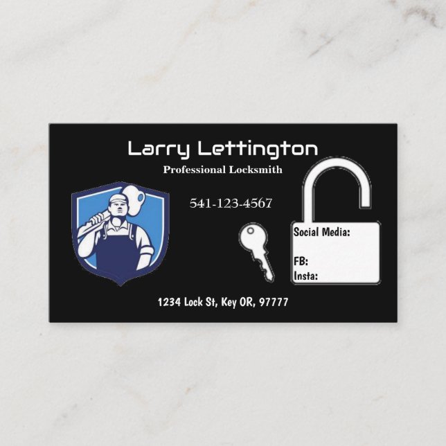 Simple Professional Locksmith Business Cards (Front)