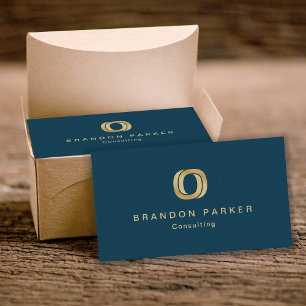 Simple Professional Logo on Navy Blue Business Card
