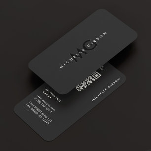 Simple Professional Minimal Modern Black Initials  Business Card
