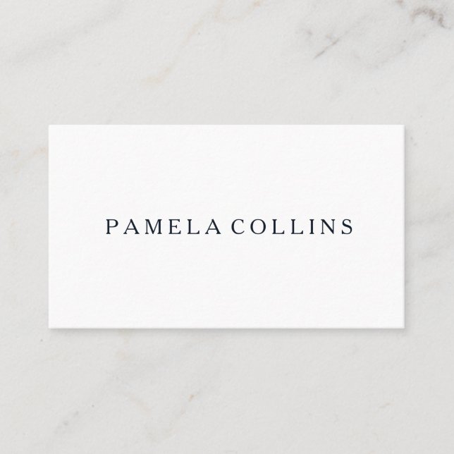 Simple Professional Minimalist Navy Blue White Business Card (Front)