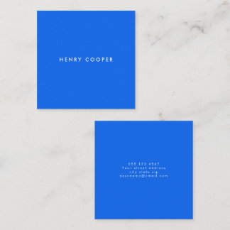 Simple Professional Modern Cobalt Blue Square Business Card