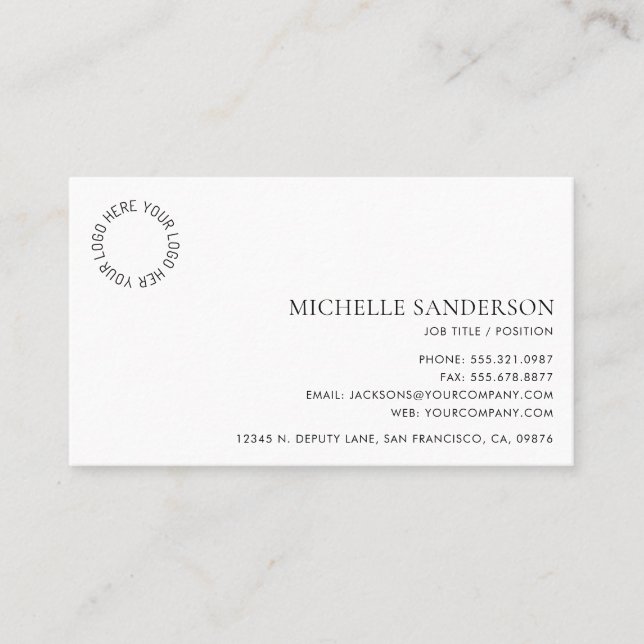 Simple Professional Modern Minimalist Company Logo Business Card (Front)