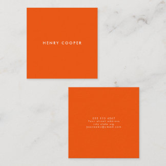Simple Professional Modern Orange Square Business Card