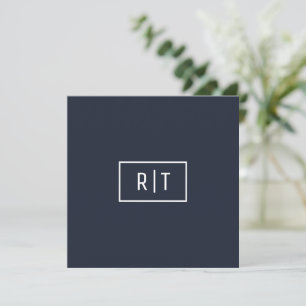 Simple Professional Monogram Navy White Border Card