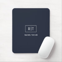 Simple Professional Monogram Navy White Border