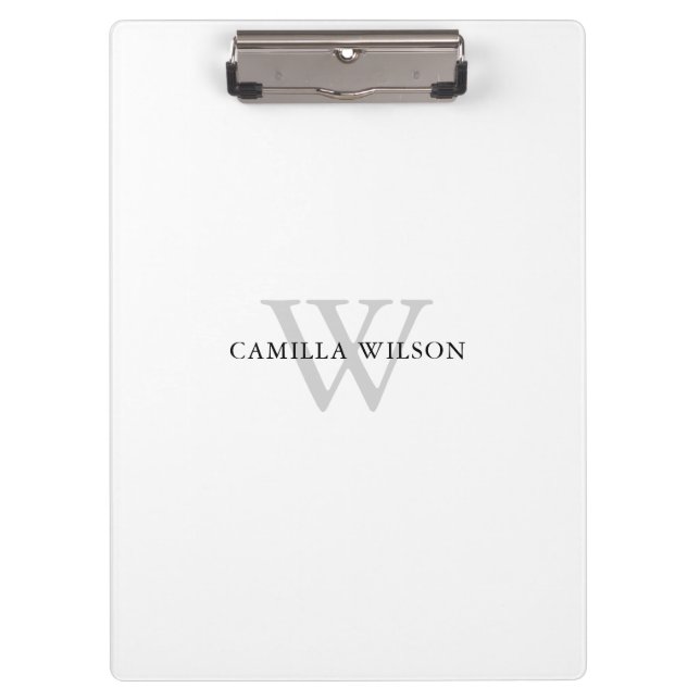 Simple Professional Monogram Personalised Clipboard (Front)