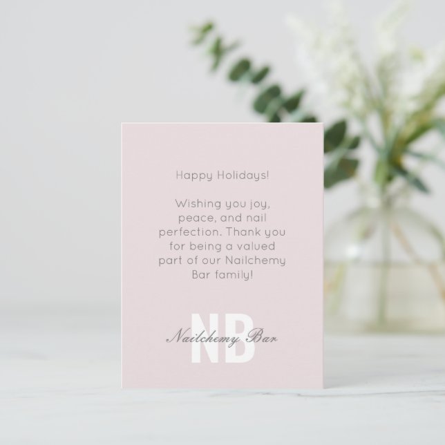 Simple Professional Nail Salon Greeting Thank you Holiday Postcard (Standing Front)