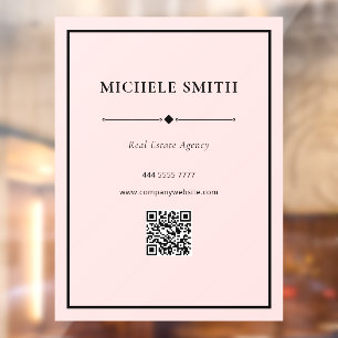 Simple Professional Office Black Pink with QR code