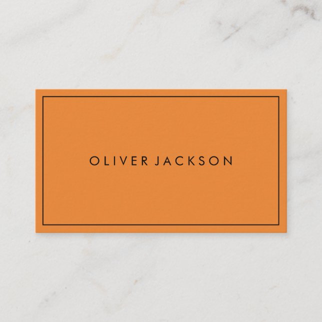 Simple Professional Orange with Border Minimalist Business Card (Front)