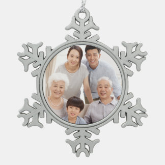 Simple Professional Photo Snowflake Pewter Christmas Ornament