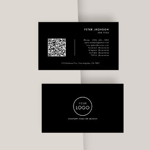 Simple Professional QR Code Logo Black & White Business Card