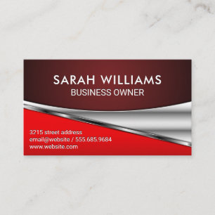 Simple Professional Red Metallic Business Card
