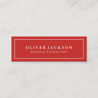 Simple Professional Red White Border Minimalist Mini Business Card