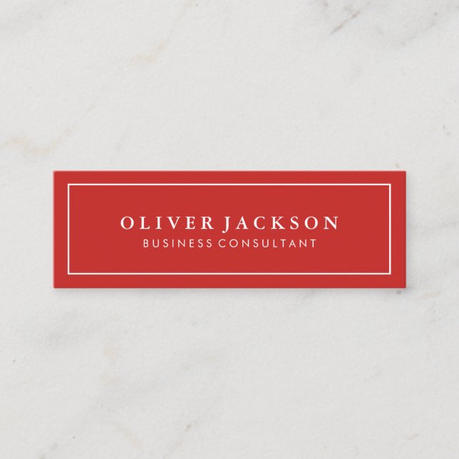 Simple Professional Red White Border Minimalist Mini Business Card (Front)