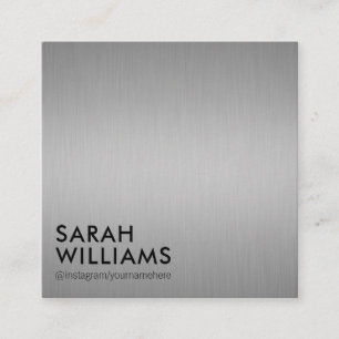 Simple Professional Silver Metallic Square Business Card