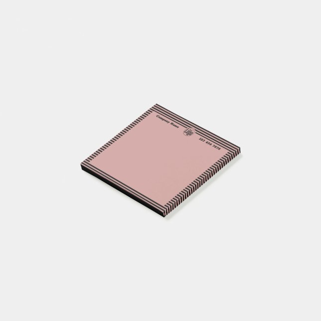 Simple Promotional Black & Pink Custom Logo Post-it Notes (Angled)