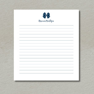 Simple Prussian Blue Bow Script Custom Name Lined  Notepad
