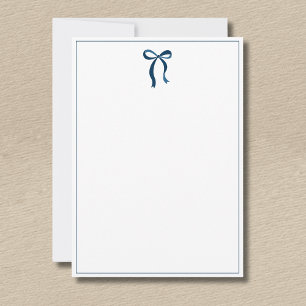 Simple Prussian Blue Bow Thin Border No text Card