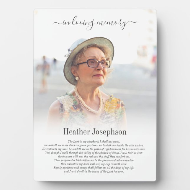 Simple Psalm Memorial Photo Plaque (Front)