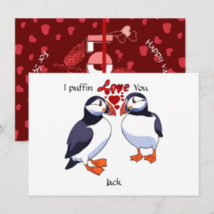 Simple Puffin love for special ones valentines day Holiday Card
