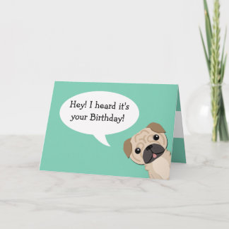 Simple Pug Birthday card