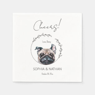Simple Pug Dog Wedding Cocktail Napkins