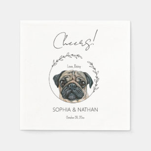 Simple Pug Dog Wedding Cocktail Napkins