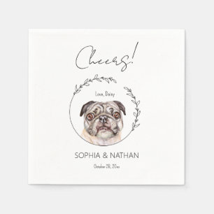 Simple Pug Dog Wedding Cocktail Napkins