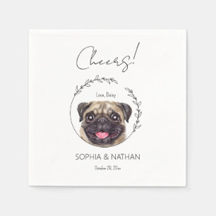 Simple Pug Dog Wedding Cocktail Napkins