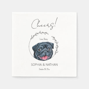 Simple Pug Dog Wedding Cocktail Napkins