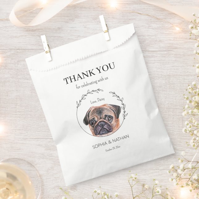 Simple Pug Wedding Thank You Favour Bag (Clipped)