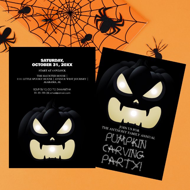 Simple Pumpkin Carving Party Halloween Spooky Invitation (Creator Uploaded)