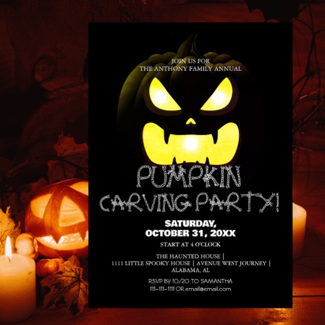 Simple Pumpkin Carving Party Halloween Spooky  Invitation (Creator Uploaded)