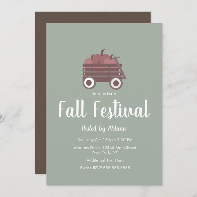 Simple Pumpkin Halloween Fall Festival Invitation (Front/Back)