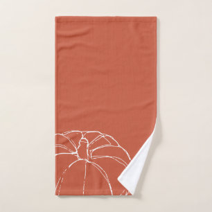 Simple pumpkin lineart burnt orange fall hand towel