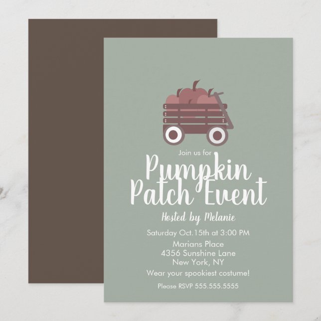 Simple Pumpkin Patch Halloween Fall Event Flyer  Invitation (Front/Back)
