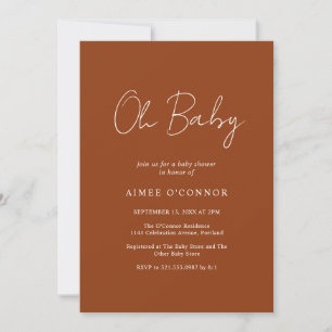 Simple Pumpkin Rustic Script Elegant Baby Shower Invitation