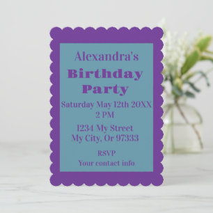 Simple Purple and Green Birthday Invitation