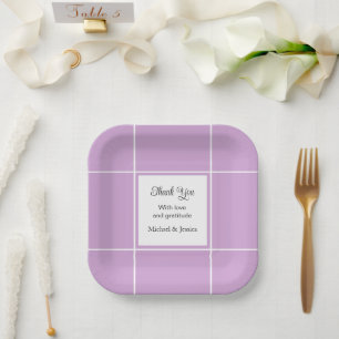 Simple Purple and White Bridal Wedding Thank You Paper Plate