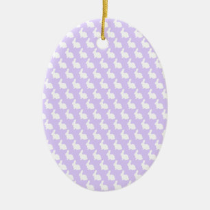 Simple Purple and White Easter Bunny Ceramic Tree Decoration