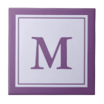 Simple Purple and White Monogrammed Tile<br><div class="desc">You can customise this purple monogrammed ceramic tile with your monogram/initial.</div>