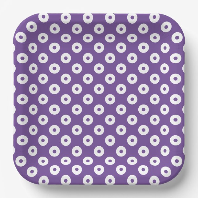 Simple Purple and White Polka-Dots Paper Plate (Front)