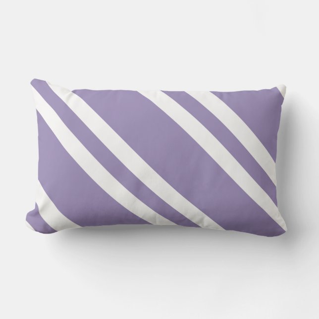 Simple Purple and White Striped Pattern Lumbar Cushion (Front)