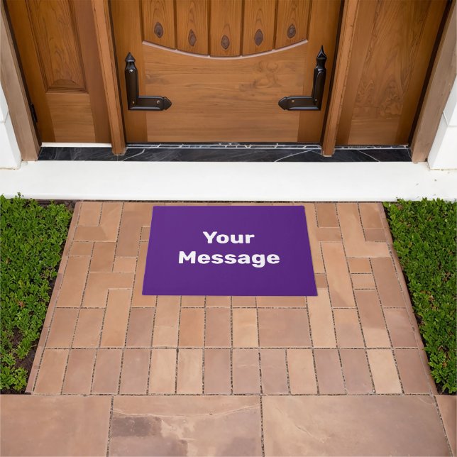 Simple Purple and White Your Message Text Template Doormat (Outdoor)