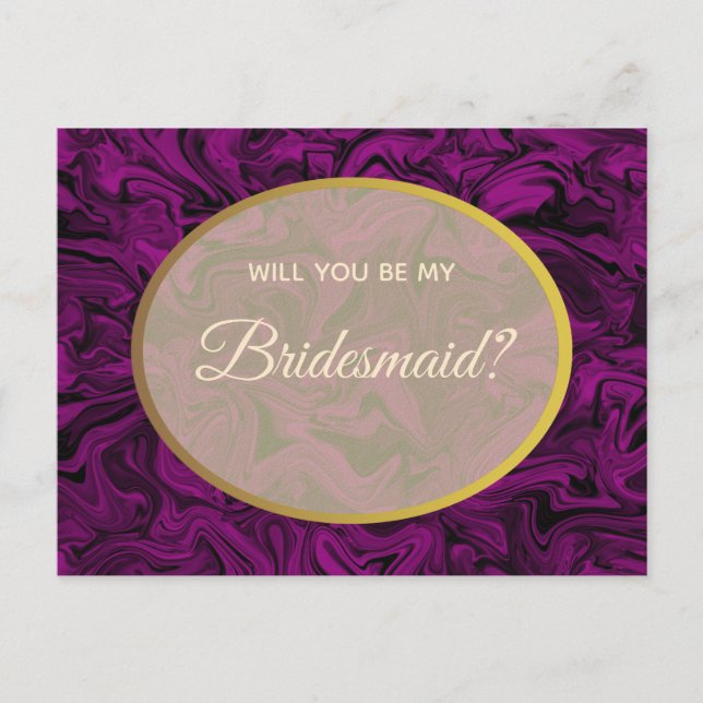 Simple Purple Bridesmaid Proposal Postcard (Front)