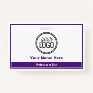 Simple Purple Colour Block Professional Name Tag ID Badge
