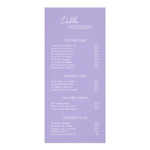 Simple Purple Contemporary Price List Modern Rack Card