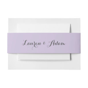 Simple Purple Couples Names Wedding Invitation Belly Band
