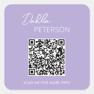 Simple Purple Elegant QR Code Modern Business Square Sticker