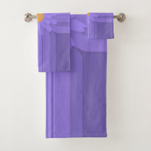 Simple Purple Flower on Cross Modern Bath Towel Set
